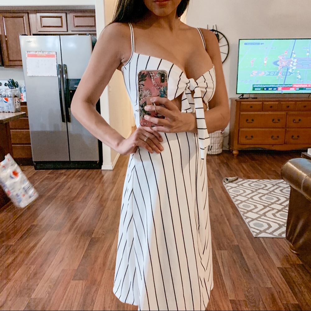Pretty Little Thing | Pinstripe cutout dress